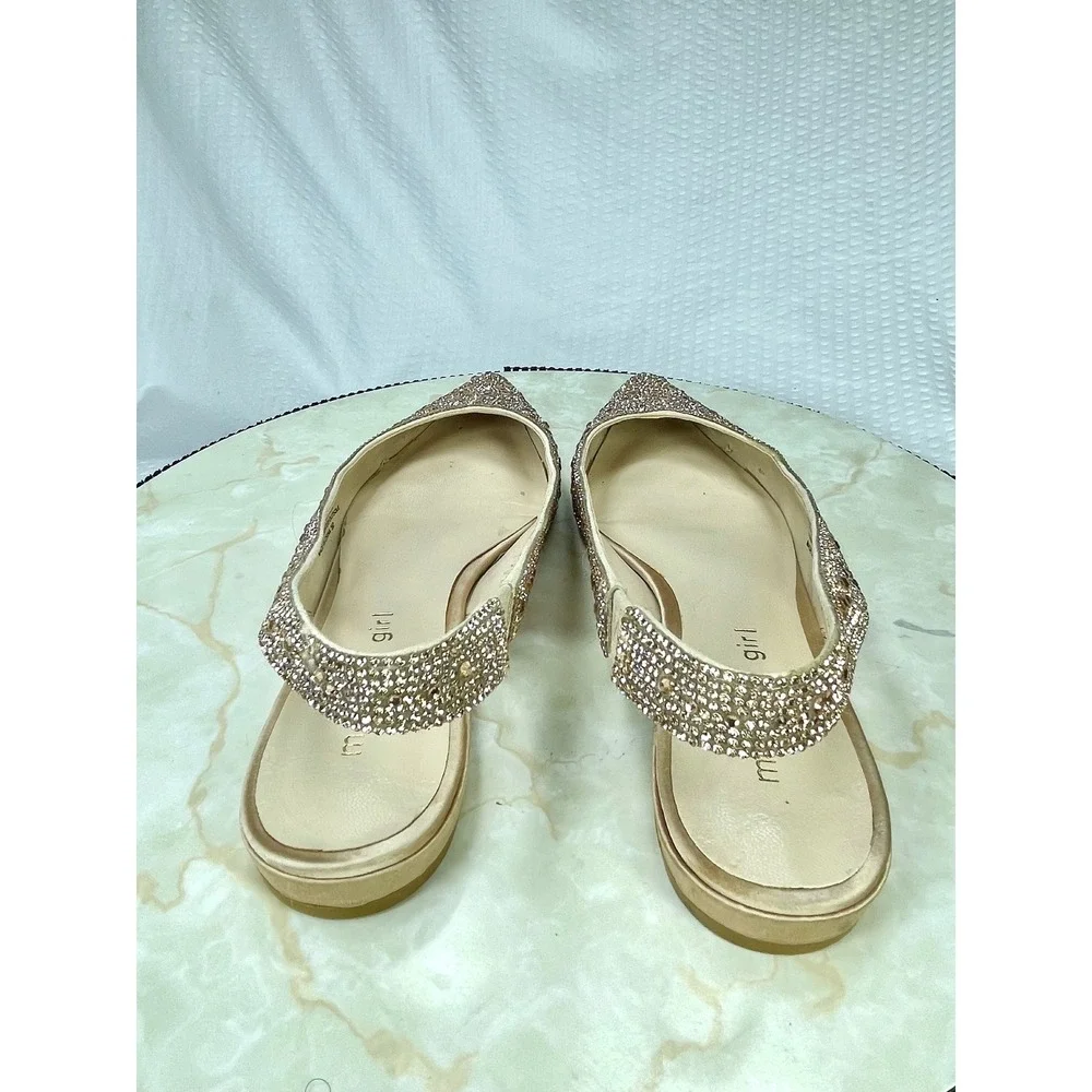 Madden Girl Devin-R Rhinestone Slingback Flats Womens 6.5 Gold Pointed Evening